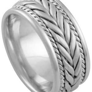 14KT White Gold Braided Wedding Band