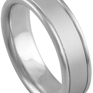 14KT Gold Wedding Band Raised Sides 6.5mm