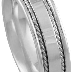 14KT Gold Wedding Band Rope Ends 6.5mm