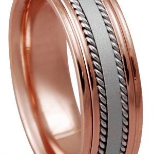 14KT Gold Two Tone Handcrafted Wedding Band-7mm