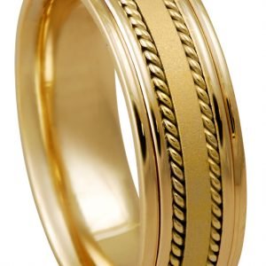 14KT Gold Handcrafted Wedding Band-7mm