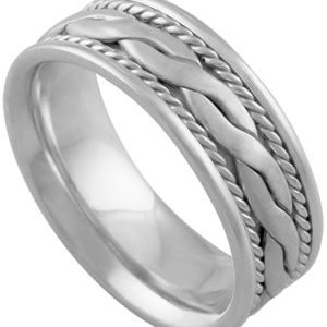 14KT White Gold Knot Wedding Band-7mm