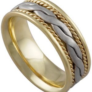 14KT Two Tone Gold Knot Wedding Band-7mm