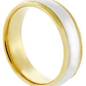 14KT Gold Two Tone Wedding Band – 6mm