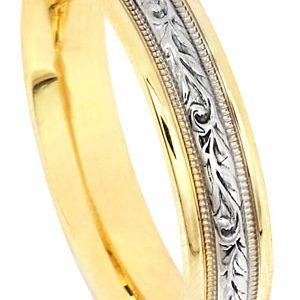 14KT Two Tone Gold Handcrafted Band 4.8mm