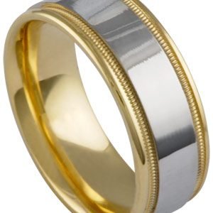 14KT Gold Wedding Band Two Tone 8.5mm