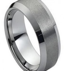 Tungsten Band Matt Finish Center Beveled Edges 8mm