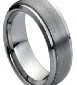 Tungsten Band Brushed Center Stepped Edge 6mm