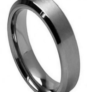 Tungsten Band Brushed Center Beveled Edge 7mm