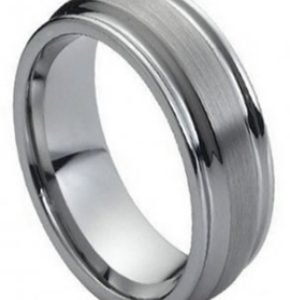 Tungsten Band Matt Center Ridged Edge 8mm