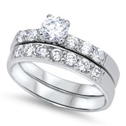 Sterling Silver Bridal Style Ring Set .925