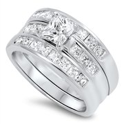 Sterling Silver Bridal Style Ring Set .925