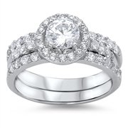 Sterling Silver Bridal Style Ring Set .925