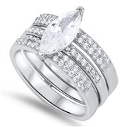 Sterling Silver Bridal Style Ring Set .925