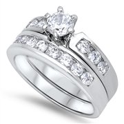 Sterling Silver Bridal Style Ring Set .925