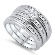 Sterling Silver Bridal Style Ring Set .925