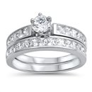 Sterling Silver Bridal Style Ring Set .925