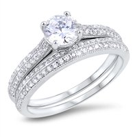 Sterling Silver Bridal Style Ring Set .925