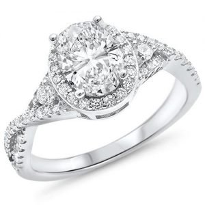 Prong Oval Shape CZ .925 Sterling Silver