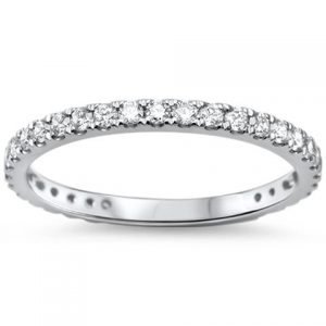 .48CT 14KT White Gold F SI Diamond Wedding Band Stackable