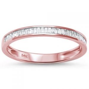 .25ct Channel Set 14kt Rose Gold Baguette Diamond Wedding Anniversary Band