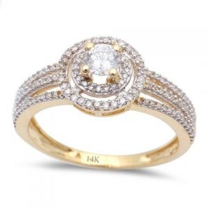 .50CT Round Diamond Halo Solitaire Engagement Ring 14kt Yellow Gold