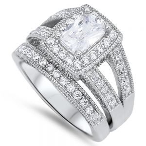 Radiant-Cut Cubic Zirconia .925 Sterling Silver Ring