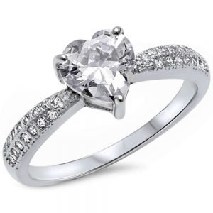 Heart Cz & Micro Pave Cz .925 Sterling Silver Ring