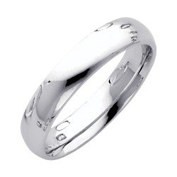 14k White 4mm Plain Comfort Fit Classic Wedding Band