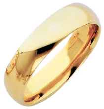 14k Yellow 5mm Plain Comfort Fit Classic Wedding Band