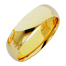 14k Yellow 6mm Plain Comfort Fit Classic Wedding Band