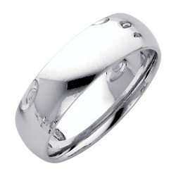 14k White 6mm Plain Comfort Fit Classic Wedding Band