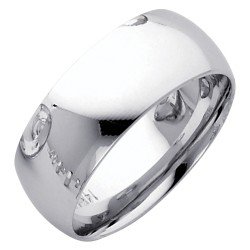 14k White 8mm Plain Comfort Fit Classic Wedding Band