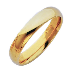 14k Yellow 4mm Plain Comfort Fit Classic Wedding Band