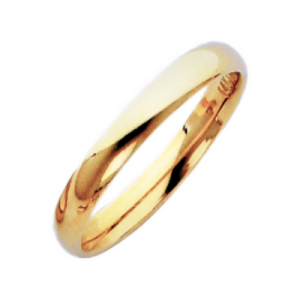 14k Yellow 3mm Plain Comfort Fit Classic Wedding Band