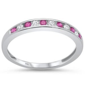 .25CT 14KT White Gold Diamond & Ruby Anniversary Band